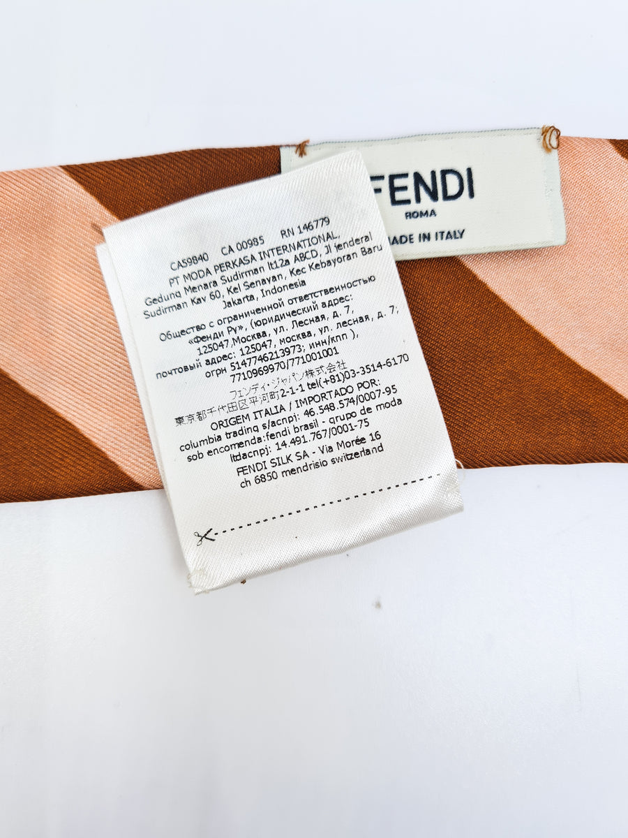 FENDI Wrappy Floral Silk Bandeau Leather Tipped