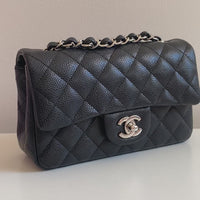 CHANEL Chanel Caviar Black Quilted Classic Flap Mini SHW