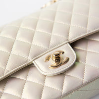 CHANEL 20B Iridescent Ivory Medium Classic Double Flap