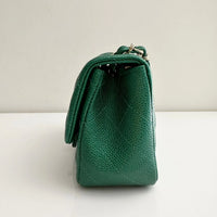CHANEL Classic Mini Caviar Flap 18s Emerald Green Light Gold Hardware