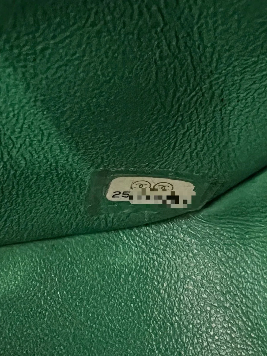 CHANEL Classic Mini Caviar Flap 18s Emerald Green Light Gold Hardware