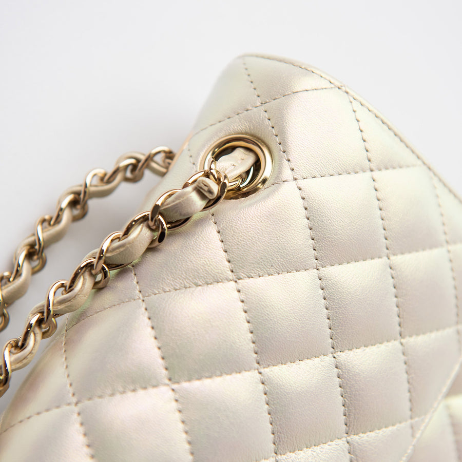 CHANEL 20B Iridescent Ivory Medium Classic Double Flap