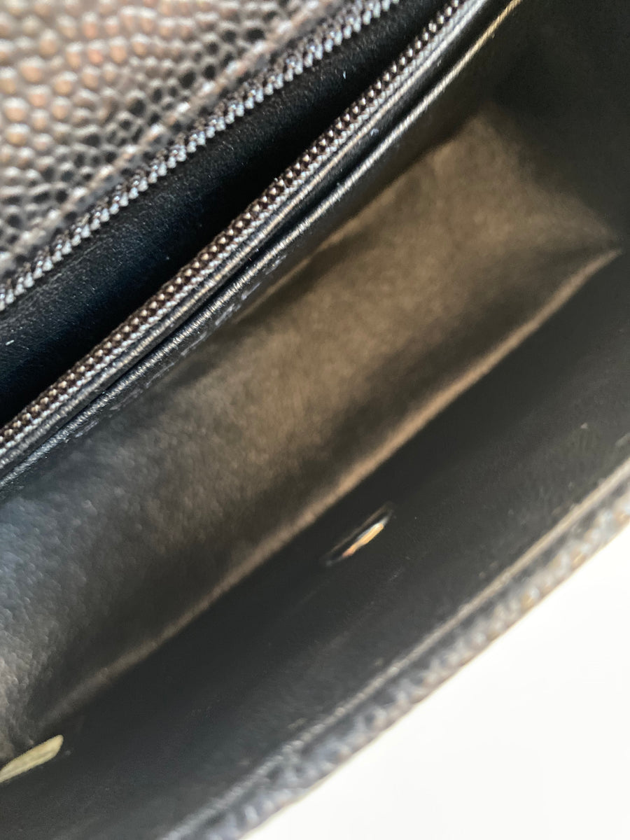 CHANEL Chanel Caviar Black Quilted Classic Flap Mini SHW