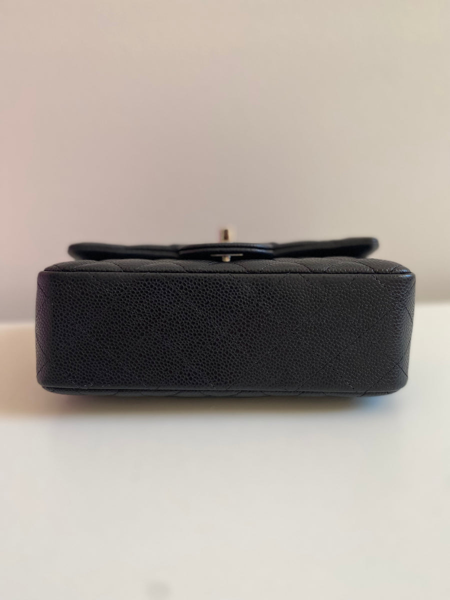 CHANEL Chanel Caviar Black Quilted Classic Flap Mini SHW